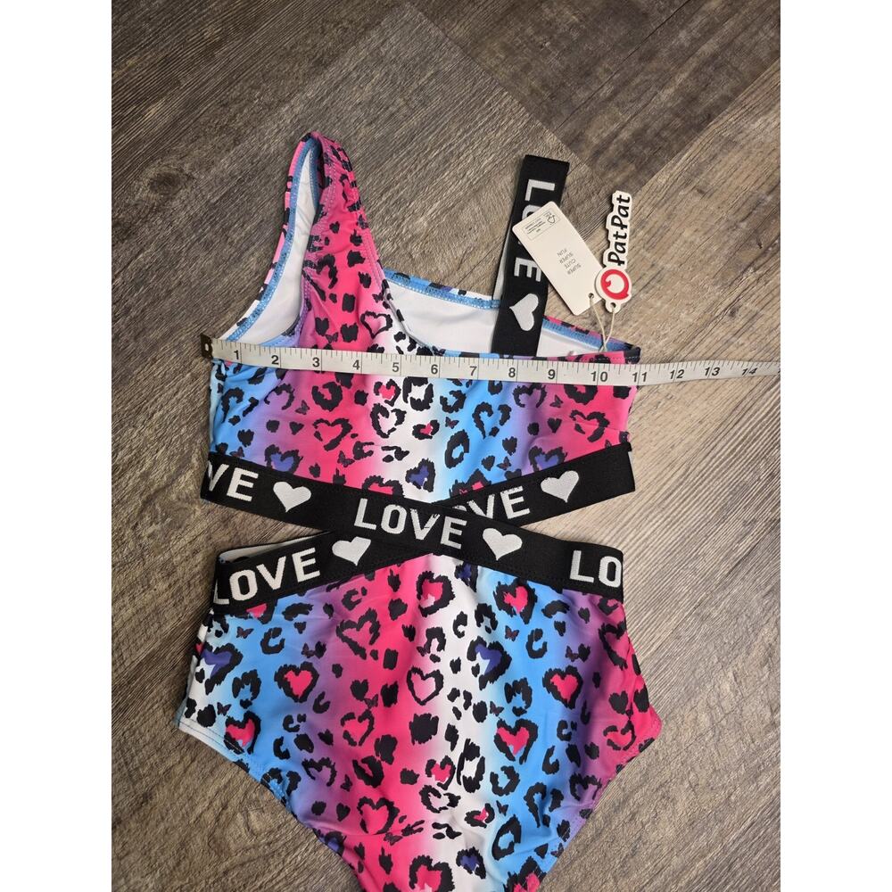 PatPat Girls Swimsuit Size 7-8Y Pink Blue Ombre Leopard Cutout One Piece NWT - Picture 3 of 4